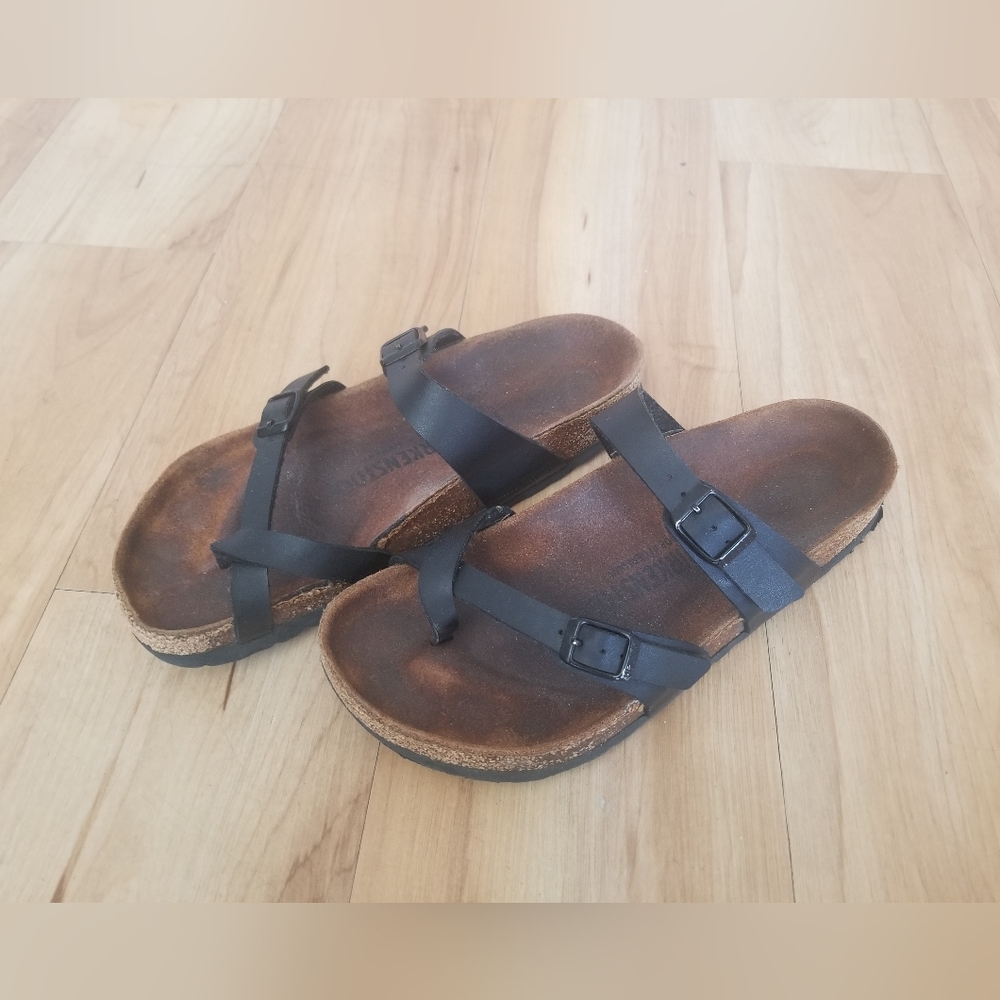 Birkenstock Mayari Birko Flor Sandals - Black Women's Sz 38 US 7 - Picture 1 of 10